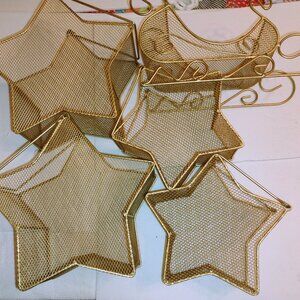 Assortment of gold tone star shape and sleigh baskets